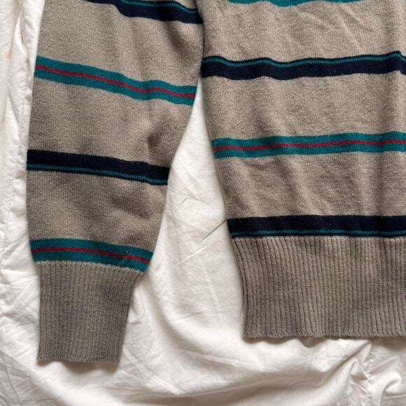 Vintage 60s 70s striped polo sweater shelter Bay size Large academia preppy - Picture 8 of 8